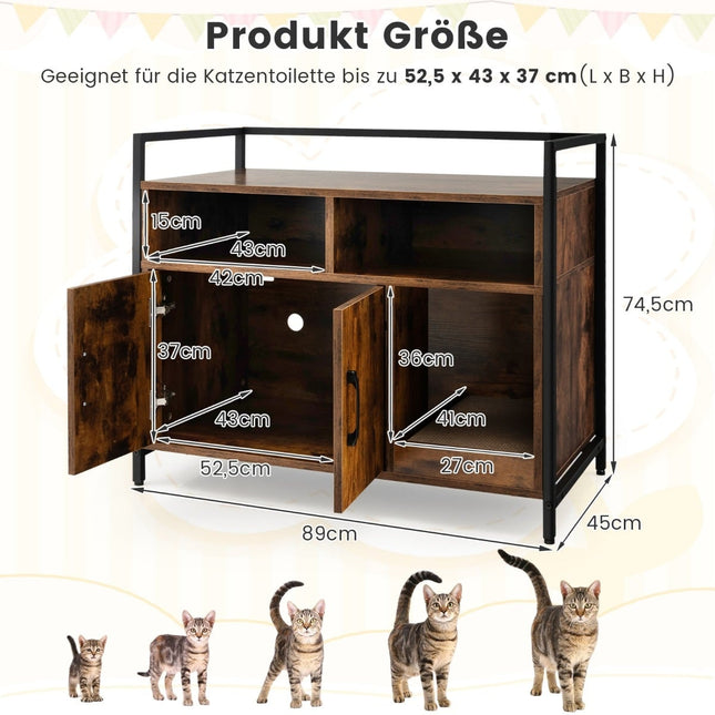 Katzenklo-Schrank mit Doppeltüren & Kratzmatte