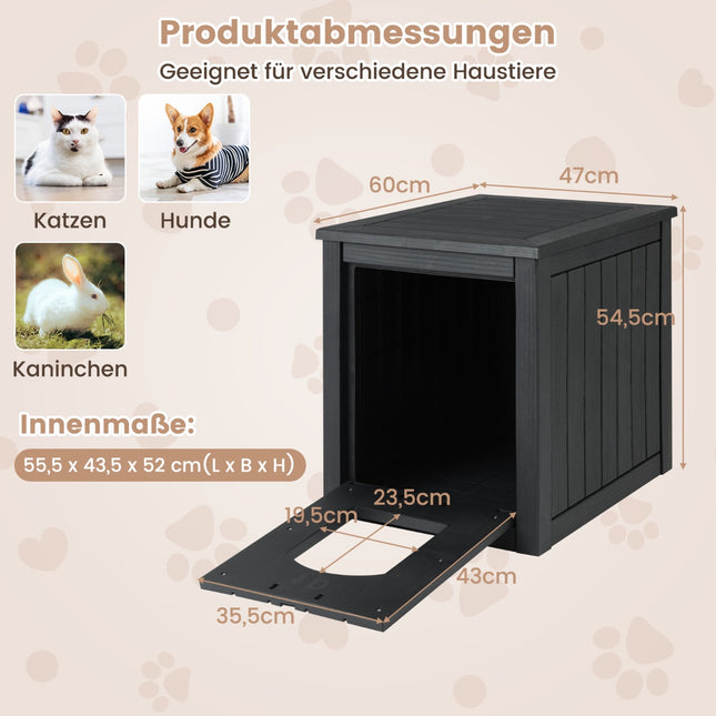 Katzentoilette-Schrank mit Klapptür, wetterfestes PP