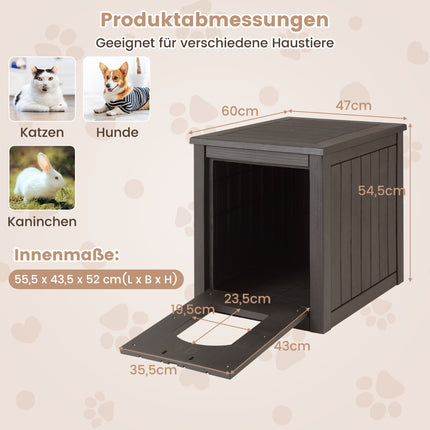 Katzentoilette-Schrank mit Klapptür, wetterfestes PP