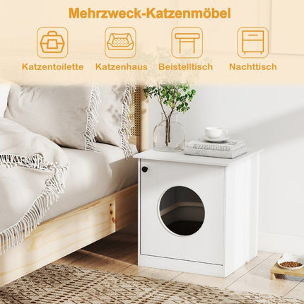 Cat Litter Box Cabinet with Large Entry, White, 51x47x57 cm