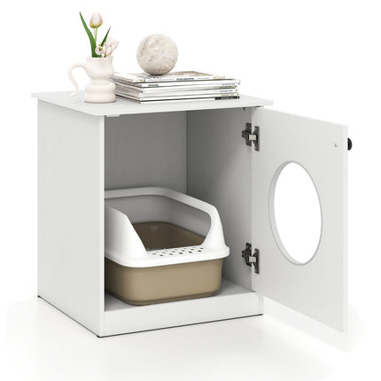 Cat Litter Box Cabinet with Large Entry, White, 51x47x57 cm
