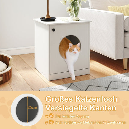 Cat Litter Box Cabinet with Large Entry, White, 51x47x57 cm