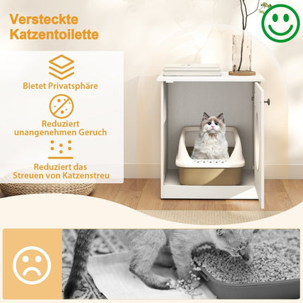 Cat Litter Box Cabinet with Large Entry, White, 51x47x57 cm