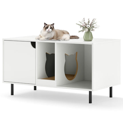 Katzentoilettenabdeckung für 2 Katzen mit abnehmbarem Kratzbrett, versteckter Katzentoilette