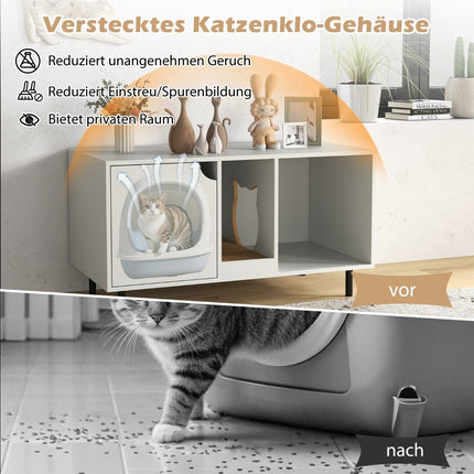 Katzentoilettenabdeckung für 2 Katzen mit abnehmbarem Kratzbrett, versteckter Katzentoilette