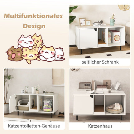 Katzentoilettenabdeckung für 2 Katzen mit abnehmbarem Kratzbrett, versteckter Katzentoilette