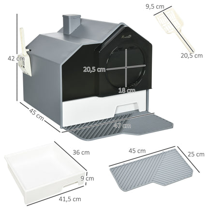 Katzentoilette mit Haube und Filter für Katzen bis 8 kg