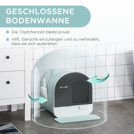 Katzentoilette mit Haube, grün, Kunststoff, passend für Katzen bis 5 kg