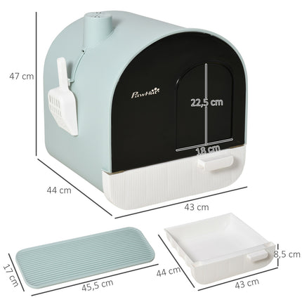 Katzentoilette mit Haube, grün, Kunststoff, passend für Katzen bis 5 kg