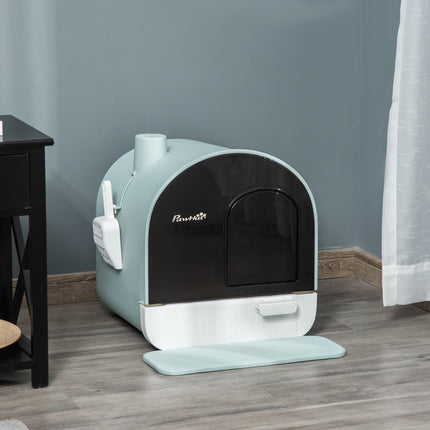 Katzentoilette mit Haube, grün, Kunststoff, passend für Katzen bis 5 kg
