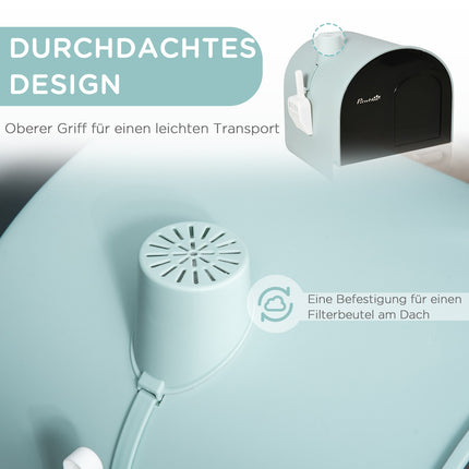 Katzentoilette mit Haube, grün, Kunststoff, passend für Katzen bis 5 kg