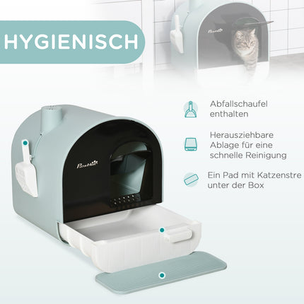Katzentoilette mit Haube, grün, Kunststoff, passend für Katzen bis 5 kg