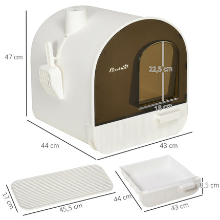 Cat box with hood and mat, fits cats up to 5 kg