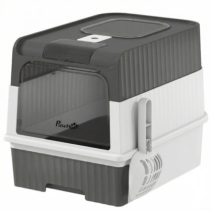 Cat Litter Box with Lid, Drawer & Top Exit, 48L