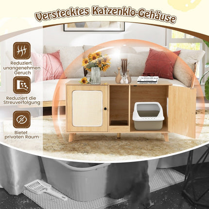 Skříňka na kočičí toaletu se 2 dvířky, dvoukomorové řešení