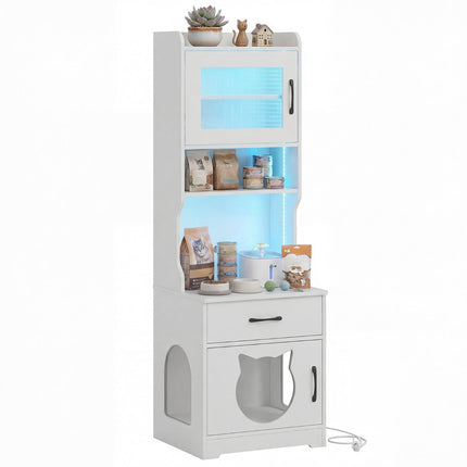 Katzenklo-Schrank mit verstellbarem LED-Licht & Stauraum