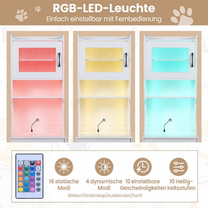 Katzenklo-Schrank mit verstellbarem LED-Licht & Stauraum