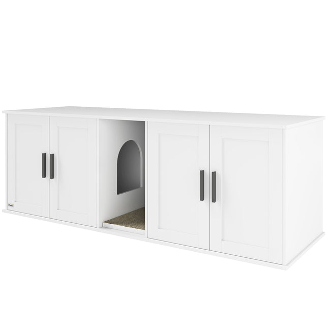 Katzenklo-Schrank mit Tür, Weiß, 145 x 49 x 51 cm