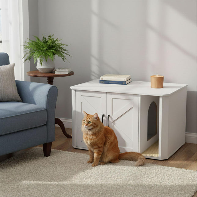 Katzentoilette-Schrank mit Matte – Holzoptik, Mehrzweck