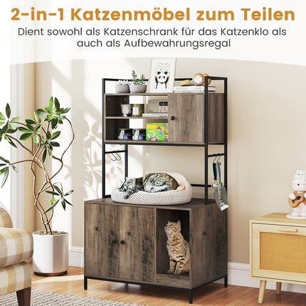 Katzenklo-Schrank mit Ablagen & Kratzmatte, Grau