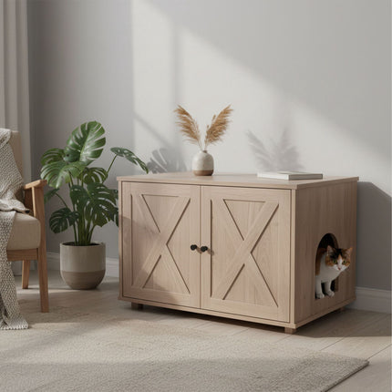 Cat Litter Cabinet with Side Entrance and Divider