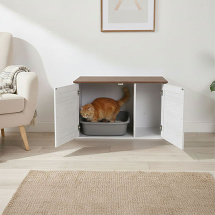 Katzenklo-Schrank mit Belüftung, Holzoptik