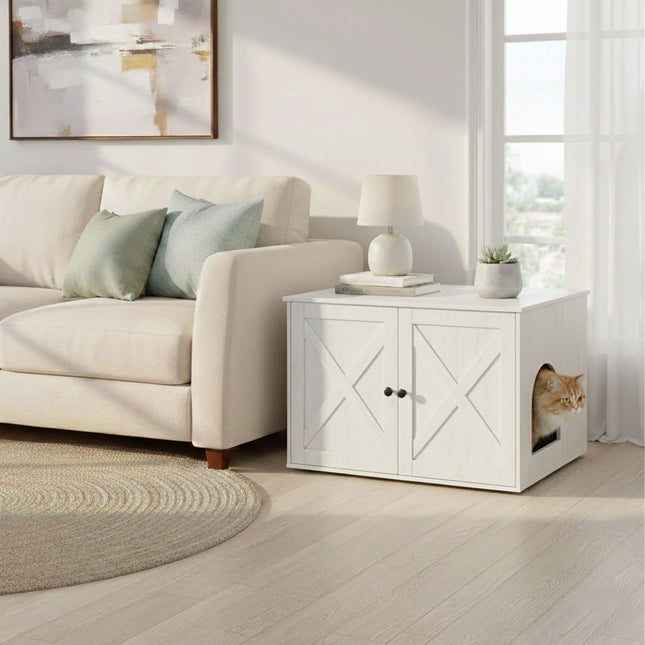 Katzentoilettenschrank mit Belüftung, Holzoptik