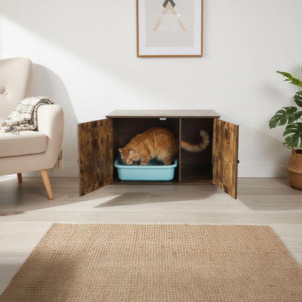 Cat Litter Cabinet with Ventilation, Wood Effect