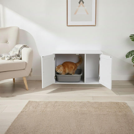 Katzentoilettenschrank mit Belüftung, Holzoptik