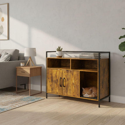 Katzentoilettenschrank mit Stauraum und Streumatte