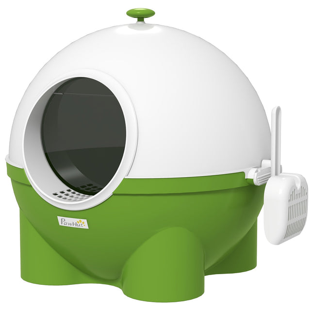Katzentoilette mit Deckel & Schaufel, grün für drinnen, für Katzen bis 4 kg