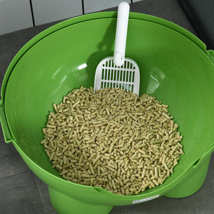 Kočičí toaleta s víkem a lopatkou, do interiéru, pro kočky do 4 kg, zelená