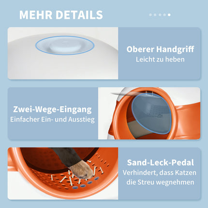 Überdachte Katzentoilette mit Geruchsentferner und Schaufel