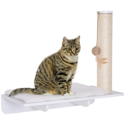 Katzenliege mit Kratzbaum und Spielzeug, Plüschkissen, 53 cm