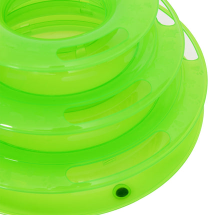3-story cat litter box with spinning balls, green
