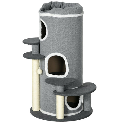 Cat Scratching Barrel with Bed & Platforms, 99 cm, Grey