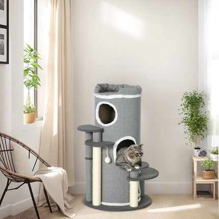 Cat Scratching Barrel with Bed & Platforms, 99 cm, Grey