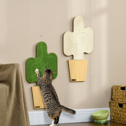 Cat Scratching Mat Set, Jute Rope, Cactus Design, 30x60 cm