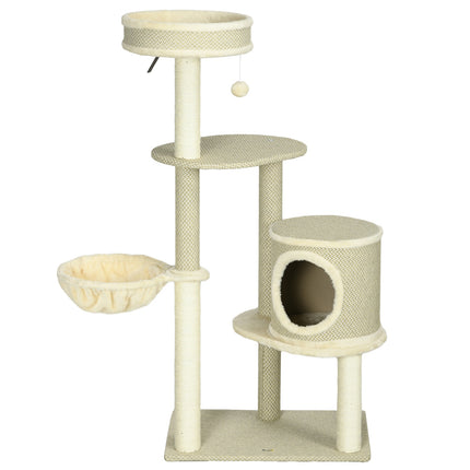 Cat scratching post with basket and ball, 124 cm - for cats up to 5 kg