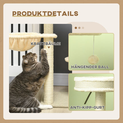 Cat scratching post with basket and ball, 124 cm - for cats up to 5 kg