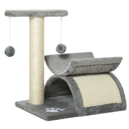 Cat scratching post with play ball, 40x30x43 cm, light grey