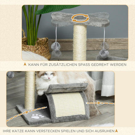 Cat scratching post with play ball, 40x30x43 cm, light grey
