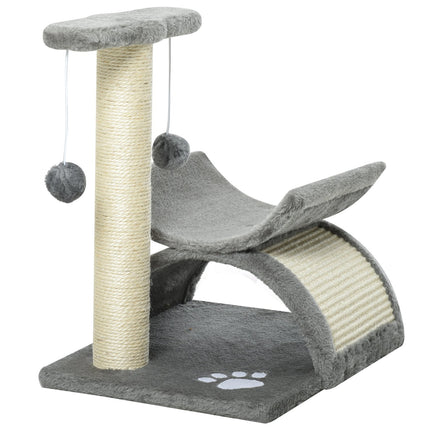 Cat scratching post with play ball, 40x30x43 cm, light grey