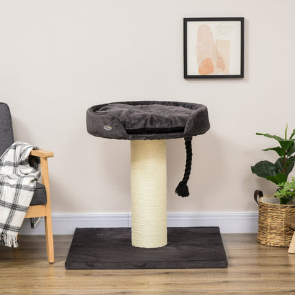 Cat scratching post with bed and sisal, 78 cm, grey
