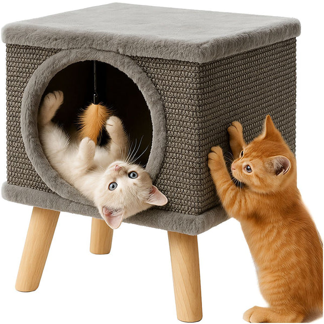 Katzenkratzbaum mit Bett, Sisal, stabile Beine