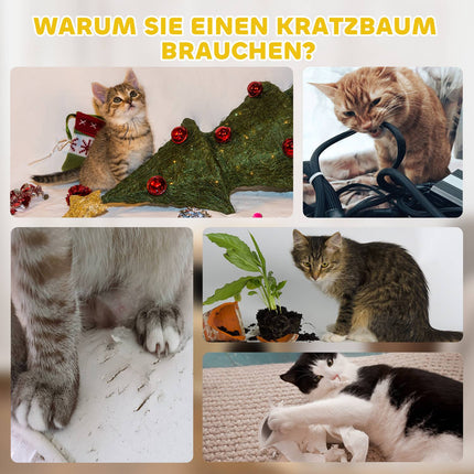 Kočičí škrabací věž, 49cm, 2patrová, plyšový okraj, khaki