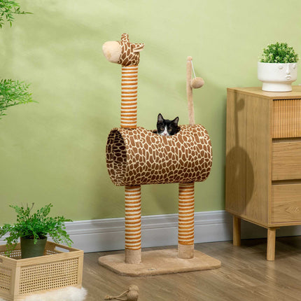 Cat Tower 101cm Giraffe Design with Tunnel & Jute Posts