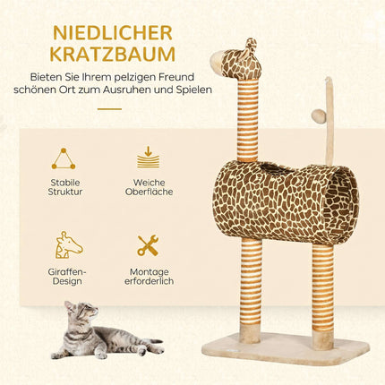 Cat Tower 101cm Giraffe Design with Tunnel & Jute Posts