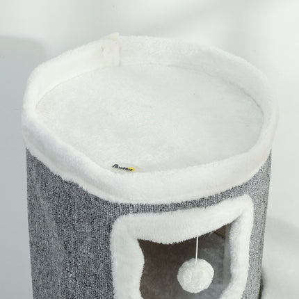 Cat Tower with 3 Levels, Sisal Posts, Gray, 101 cm