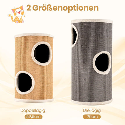 Cat Tower with Sisal Scratching Board & 3 Hideouts